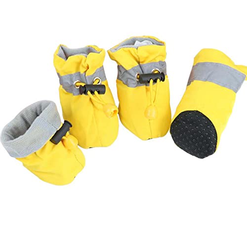 Ausemo Zapatos para Perros Antideslizantes con Correas Reflectantes Ligero para Perros Pequeños, Medianos, Gatos, Cachorros Accesorios para Mascotas Botas,Yellow,1