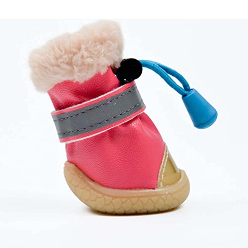 Ausemo Zapatos para Perros Invierno Cálido Nieve Botas Suela de Goma Antideslizante con Cordón Ajustable Protectores de Patas de Cachorro para Correr Senderismo,Black,S