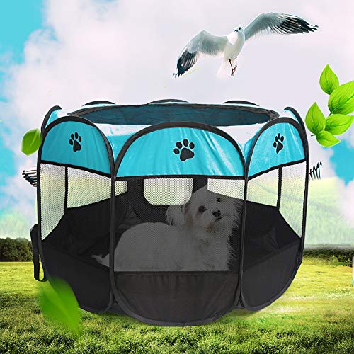 AUTUUCKEE Parques para perros, Portátil Plegable Pet Playpen Oxford Tela Gato Cachorro Perro Tienda Interior Al Aire Libre Mascota Perrera (Rozo)