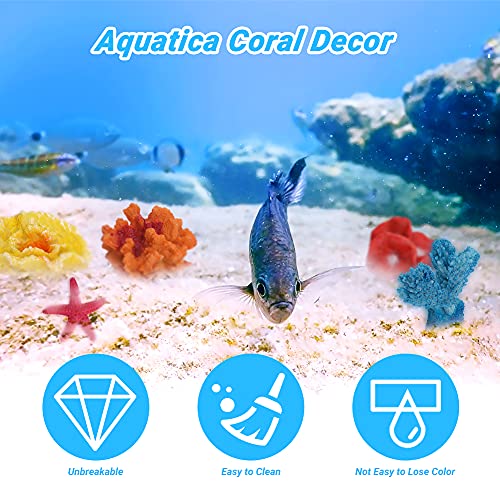 Aytop Coral sintético, realista artificial para acuario, plantas de corales, ornamentos de resina colorida, coral marino artificial para acuario o pecera, decoración paisajística, paquete de 6