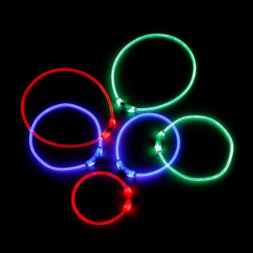 B4P Collar LED para perros recargable por USB, collar de perro pequeño, grande, mediano, longitud ajustable, 3 modos de iluminación, recargable, color verde