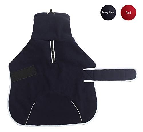 babepet Abrigo de invierno para perros con forro polar cálido, perfecto para perros salchichas, ropa para perros al aire libre con bandas ajustables y agujero para arnés, azul oscuro-S