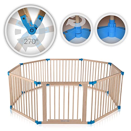 Baby Vivo Parque corralito Plegable Puerta Robusto Bebe Barrera de Seguridad hecho de Madera con Puertas - ajustable individualmente - 8 Elemente PREMIUM