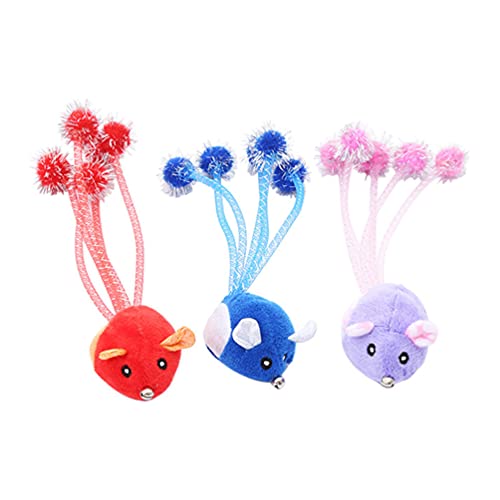 Balacoo 3 Piezas de Juguetes de Ratón Gato Mini Peluche de Rata Animal de Peluche Interactiva Catch Play Juguete Gatito Catcher Ratón de Cola Larga para Interior Aire Libre Juguete de