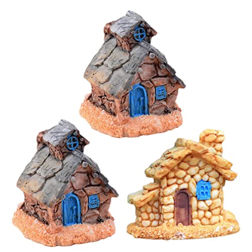 Balacoo 3 Unids Acuario Casa Ornamento Miniatura Jardín de Hada Piedra Casa Mini Hada Casera Casa Estatuillas para Peces Tanque de Mesa Micro Paisaje Accesorios Aleatorio Estilo