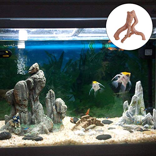 Balacoo Acuario Driftwood Decoración Resina Árbol Raíz Pecera Cueva Escondite Reptil Lagarto Rama Agua Dulce Tronco Corteza de Árbol Ornamento para Pecera Decoración Marrón Claro