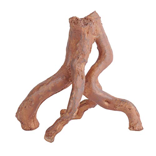 Balacoo Acuario Driftwood Decoración Resina Árbol Raíz Pecera Cueva Escondite Reptil Lagarto Rama Agua Dulce Tronco Corteza de Árbol Ornamento para Pecera Decoración Marrón Claro