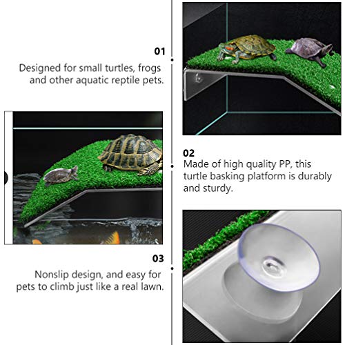 Balacoo Plataforma de Césped para Tortuga Plataforma de Descanso para Tortuga Plataforma de Escalada para Tortuga Falsa Rampa para Tortuga Tanque de Tortuga Cangrejo Reptil S