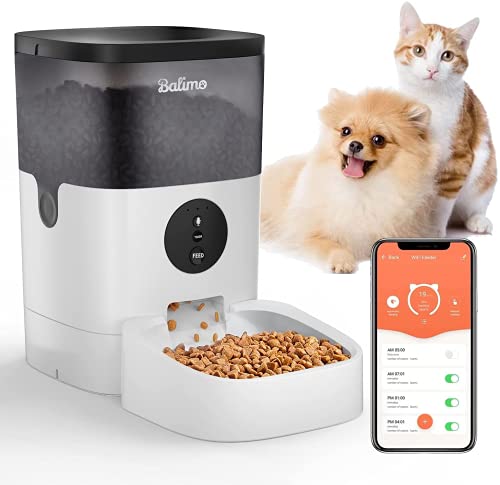 Balimo Alex 4L 2.4G WiFi Dispensador automático de Comida para Gatos y Perros, con Sonido, función de grabación, Temporizador y eliminación de aplicación