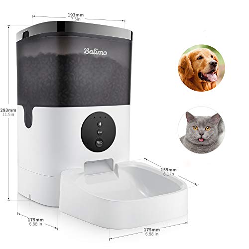 Balimo Alex 4L 2.4G WiFi Dispensador automático de Comida para Gatos y Perros, con Sonido, función de grabación, Temporizador y eliminación de aplicación