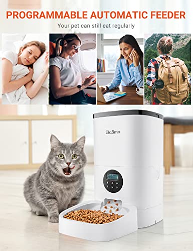 Balimo Duke Comedero automático para Gatos y Perros, 4 litros, dispensador automático de Comida con Temporizador, Pantalla LCD y grabación de Sonido