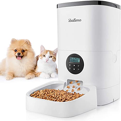 Balimo Duke Comedero automático para Gatos y Perros, 4 litros, dispensador automático de Comida con Temporizador, Pantalla LCD y grabación de Sonido