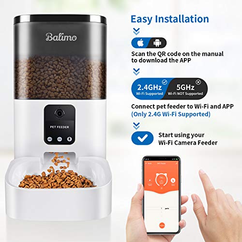 Balimo Lena 4L 2.4G WLAN Comederos automáticos de Mascotas para Perros y Gatos con App Control, Full 1080p HD Cámara y Visión Nocturna con Control Programable por Temporizador 8 Comidas/día