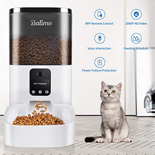 Balimo Lena 4L 2.4G WLAN Comederos automáticos de Mascotas para Perros y Gatos con App Control, Full 1080p HD Cámara y Visión Nocturna con Control Programable por Temporizador 8 Comidas/día