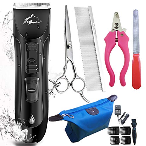 BAM - Maquinillas eléctricas Peluquería para Mascotas Clippers Remojo Impermeable Profesional O Hogar Tranquilo Recargable Sin Cuerda Perros Afeitadora De Pelo Recortadora De Pelo (Color : Negro)