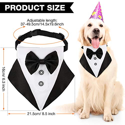 Bandana de Esmoquin Formal de Perro Bandana de Boda de Perros Collar de Perro con Diseños de Pajarita y Corbata Collar Negro Ajustable Pajarita de Esmoquin Formal de Perro (Negro)