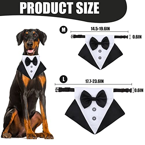 Bandana de Esmoquin Formal de Perro,Bodas para Perros Collar Ajustable para Perros con Pajarita y Corbata Negro Esmoquin para Perros Collar con Pajarita Bandana para Perros medianos Grandes (L)