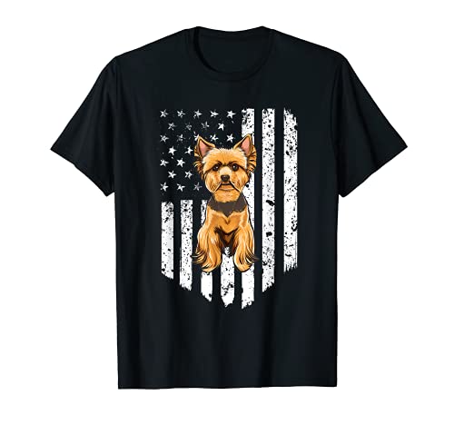 Bandiera Americana Blanco Yorkshire Terrier Camiseta