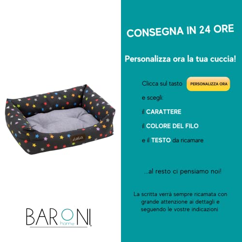 Baroni Home Cama para perros personalizable, de tela gris y estrellas, talla L, suave sofá para perros y gatos, cómoda para dormitorio, salón, pasillo, lavable 70 x 85 cm