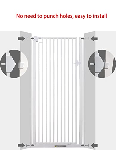 Barrera de Seguridad Bebés Barandilla Interior para Perros de 120 cm de Altura, Ancho Ajustable 66~164 cm Puerta Extra Ancha para Mascotas para Perros Gatos, Valla de Montaje a presión para Escalera