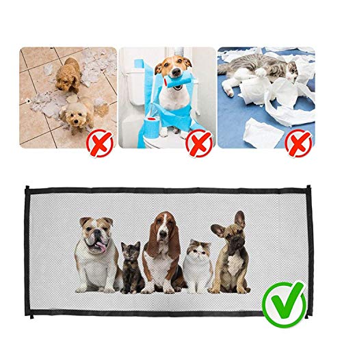 Barreras de seguridad para perros, parkarma portátil, con 4 ganchos y 2 barras de apoyo de acero inoxidable, rejilla de protección para perros (180 x 72 cm)