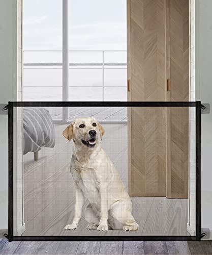 Barreras de seguridad para perros, parkarma portátil, con 4 ganchos y 2 barras de apoyo de acero inoxidable, rejilla de protección para perros (180 x 72 cm)