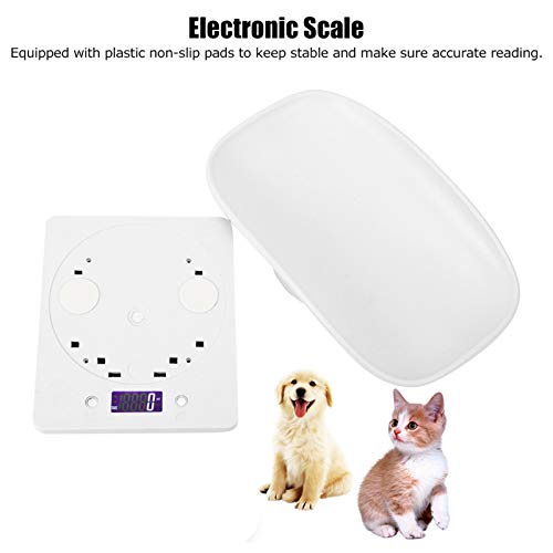 Báscula digital de peso para mascotas pequeñas, máx.220 10 kg, capacidad con precisión de hasta 1 g, para bebés, cachorros, mamá, gatos y perros embarazadas (blanco)