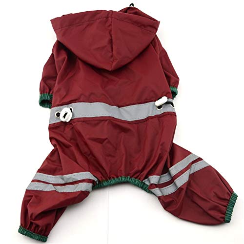 beautyhe Chubasquero Perro Encapuchado Impermeable Perro con Cinta Reflectante Chubasquero Perro Grande con Cuatro Patas para Exterior Caza Senderismo Red,Small