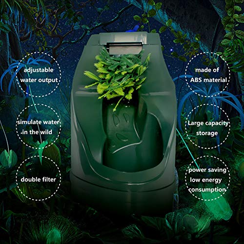 Bebedero de Reptiles Dispensador Automático, Sistema de Circulación Automático Dispensador de Agua Verde Selva Tanque de Agua Lagarto Camaleón Tortuga de Simulación de Mascotas ( Color : Green )