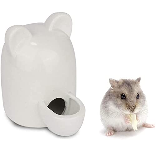 Bebedero Hamster,Botella de Agua para Hámster,Automático Comederos para Cobayas,Bebedero Silencioso de Cerámica,Bebedero Automático para Mascotas Pequeñas,para Conejillo,Hedgehog,Gato,300ML (Blanco)