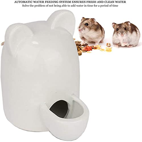 Bebedero Hamster,Botella de Agua para Hámster,Automático Comederos para Cobayas,Bebedero Silencioso de Cerámica,Bebedero Automático para Mascotas Pequeñas,para Conejillo,Hedgehog,Gato,300ML (Blanco)