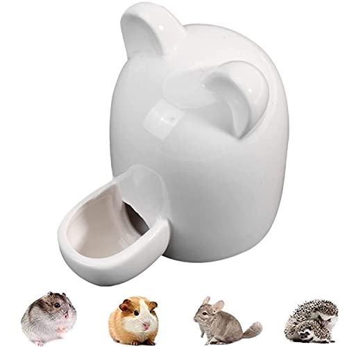 Bebedero Hamster,Botella de Agua para Hámster,Automático Comederos para Cobayas,Bebedero Silencioso de Cerámica,Bebedero Automático para Mascotas Pequeñas,para Conejillo,Hedgehog,Gato,300ML (Blanco)