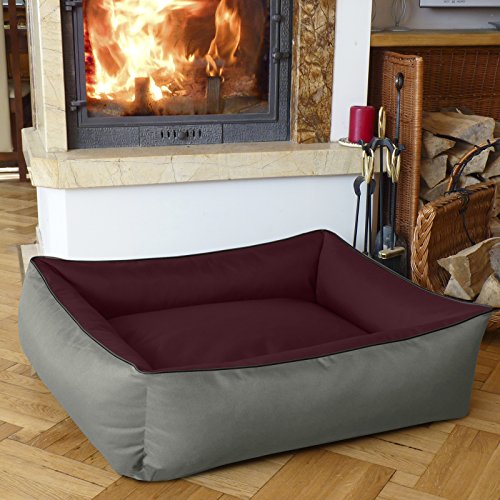 BedDog® 2en1 MAX Duo Burdeos/Gris XXL Aprox. 120X85cm colchónpara Perro, 5 Colores, Cama, sofá, Cesta para Perro