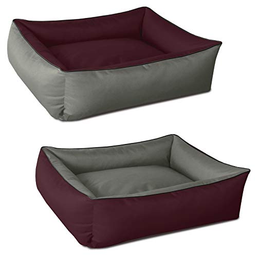 BedDog® 2en1 MAX Duo Burdeos/Gris XXL Aprox. 120X85cm colchónpara Perro, 5 Colores, Cama, sofá, Cesta para Perro