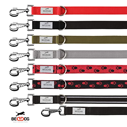 BedDog® Spike Correa para Perros, en 3 Longitudes, Correa para pasear, para Perros de tamaño Mediano y Grande, Longitud Total 2m - Gris