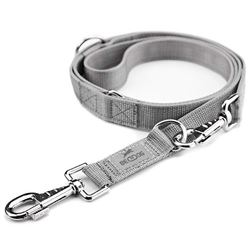 BedDog® Spike Correa para Perros, en 3 Longitudes, Correa para pasear, para Perros de tamaño Mediano y Grande, Longitud Total 2m - Gris