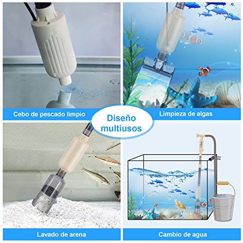 bedee 6 en 1 Limpiador Eléctrico para Acuarios,Limpiador Grava Acuario,para Sifón Acuarios,Cambio de Agua/Grava,Limpieza de Suciedad,Aspirador Acuario Kit de Limpieza,Flujo de Agua Ajustable,12V 18W