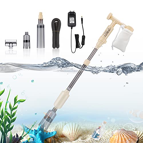 bedee 6 en 1 Limpiador Eléctrico para Acuarios,Limpiador Grava Acuario,para Sifón Acuarios,Cambio de Agua/Grava,Limpieza de Suciedad,Aspirador Acuario Kit de Limpieza,Flujo de Agua Ajustable,12V 18W