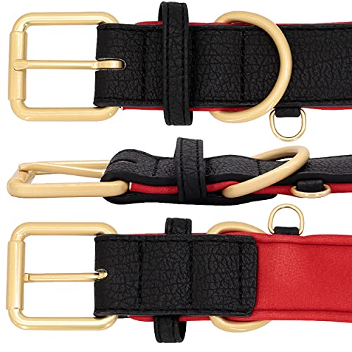 Beirui Collar personalizado de cuero para perro, collar de perro de cuero multicolor para perros de niña, collar de perro acolchado suave para perros pequeños medianos y grandes (negro, 2XL)