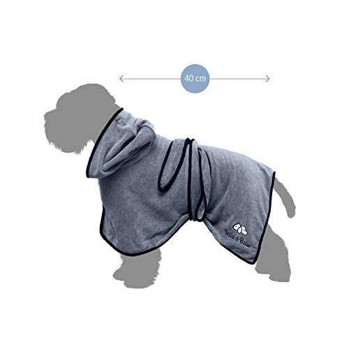 Bella & Balu Albornoz para perro S de Microfibra Absorbente – Toalla para perros para secado tras el baño o el paseo bajo la lluvia (6 TALLAS - 3 COLORES)