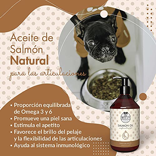 Belly Aceite de Salmon para Perros 100% Natural - Aceite Salmon Perro con Omega 6 y Omega 3 Perros - Aceite de Salmón para Perros, Suplemento Alimenticio Perros - Aceite de Pescado para Perros, 500ml