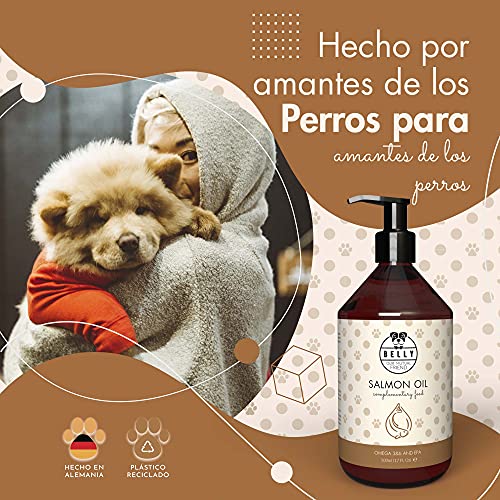 Belly Aceite de Salmon para Perros 100% Natural - Aceite Salmon Perro con Omega 6 y Omega 3 Perros - Aceite de Salmón para Perros, Suplemento Alimenticio Perros - Aceite de Pescado para Perros, 500ml