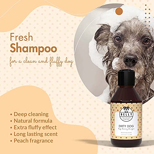 Belly Champú Perros - Champú para Perros y Champu Cachorros - Shampoo Perros Orgánico Aroma de Flor de Durazno - Champú para Perros Piel Sensible, Seca y con Picor - Champu Piel Atópica Perros - 250ml