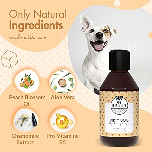 Belly Champú Perros - Champú para Perros y Champu Cachorros - Shampoo Perros Orgánico Aroma de Flor de Durazno - Champú para Perros Piel Sensible, Seca y con Picor - Champu Piel Atópica Perros - 250ml