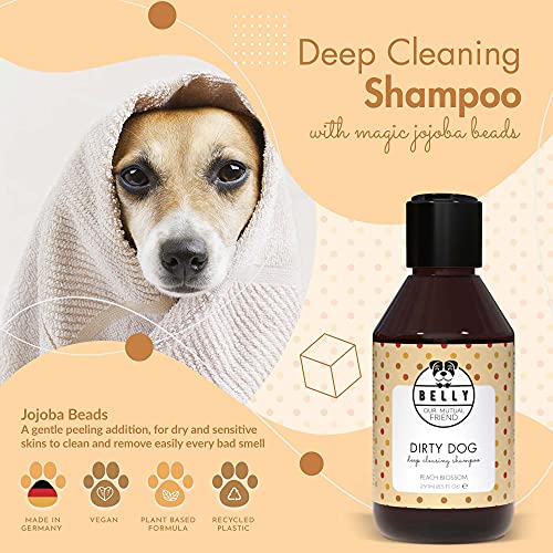 Belly Champú Perros - Champú para Perros y Champu Cachorros - Shampoo Perros Orgánico Aroma de Flor de Durazno - Champú para Perros Piel Sensible, Seca y con Picor - Champu Piel Atópica Perros - 250ml