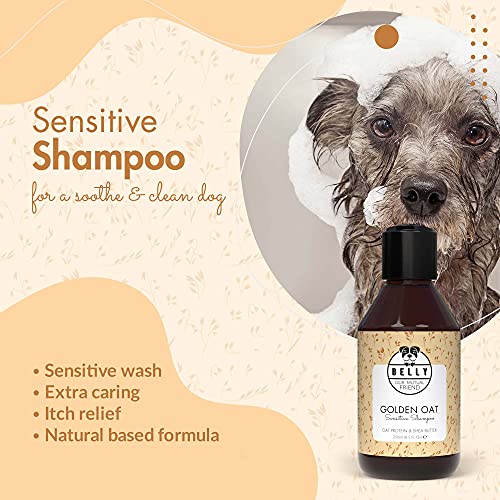 Belly Champu Perros Piel Sensible con Avena - Champu para Perros, Calma el Picor y la Irritación - Champú Perros Cachorros y Adultos - Champu Perros Dermatitis - Champu Hipoalergenico Perros, 250 ml