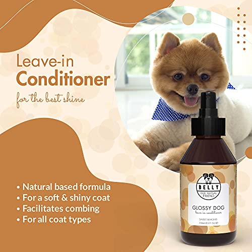 Belly Spray Acondicionador Perro con Aceite Almendras Dulces - Acción Hidratante y Desenredante Pelo Perros - Suavizante Perro, Efecto No Graso - Acondicionador para Perros Pelo Largo y Corto, 250ml