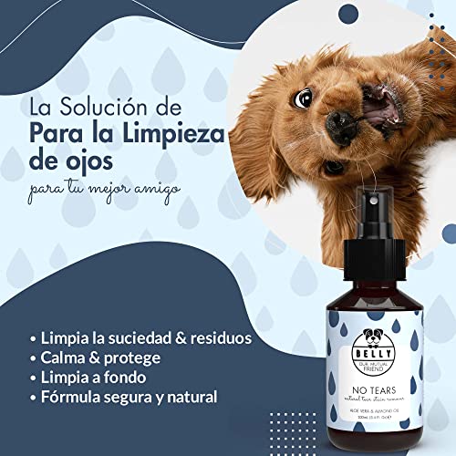 BELLY Spray Limpiador Ojos Perros con Aloe Vera - Limpiador Ojos Perros Blancos y Negros, Hidrata los Ojos y Elimina Manchas - Limpiador Ocular, Alternativa a Gotas Ojos y Toallitas Perro Ojos, 100ml