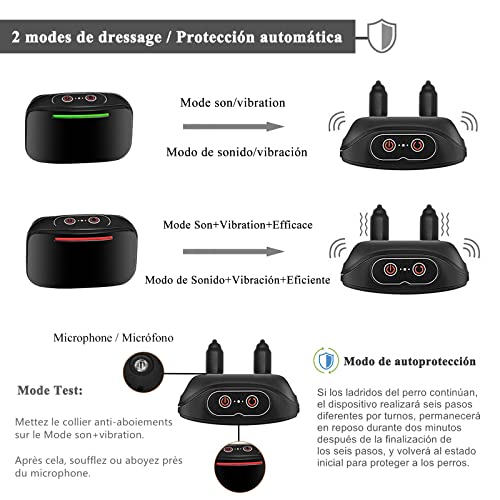 Beoankit Collar Antiladridos para Perros con Control Inteligente de los Ladridos, Sonido y Vibración Efectiva con 4 Niveles de Sensibilidad Ajustable con Indicador LED, Recargable y Resistente al Agua