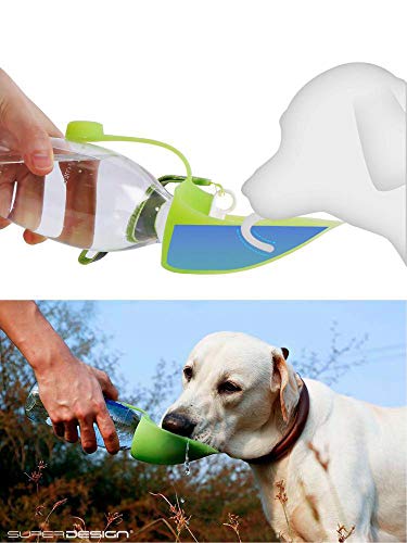 BePetMia Botella de Agua portátil de Viaje para Perros, Tapa Plegable como Cuenco, Botella de Agua de Silicona para Perros, Exterior, 580 ml (Azul)